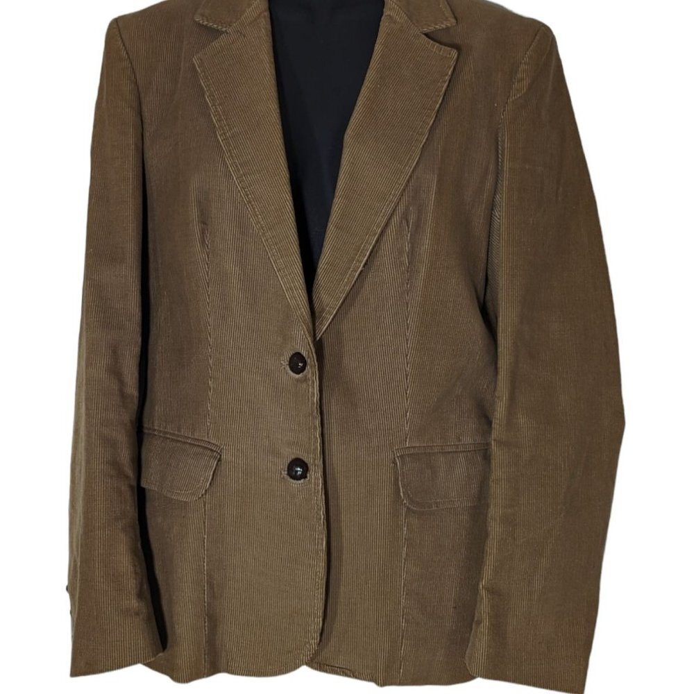 Vintage Womens Oscar de La Renta Tan Corduroy Two Button Career Blazer Jacket XS - Picture 1 of 7